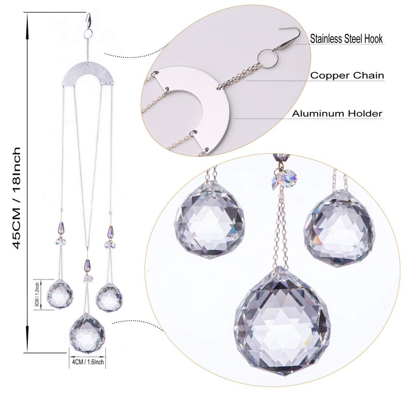 Pedobo 30/30/40mm Crystal Ball Prisms Suncatcher Hanging Ornament Chakra Crystals Rainbow Maker for Home,Garden Decoration - Image 2